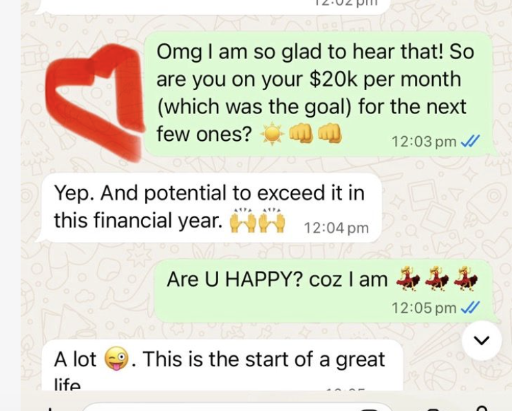 Client testimonial screenshot