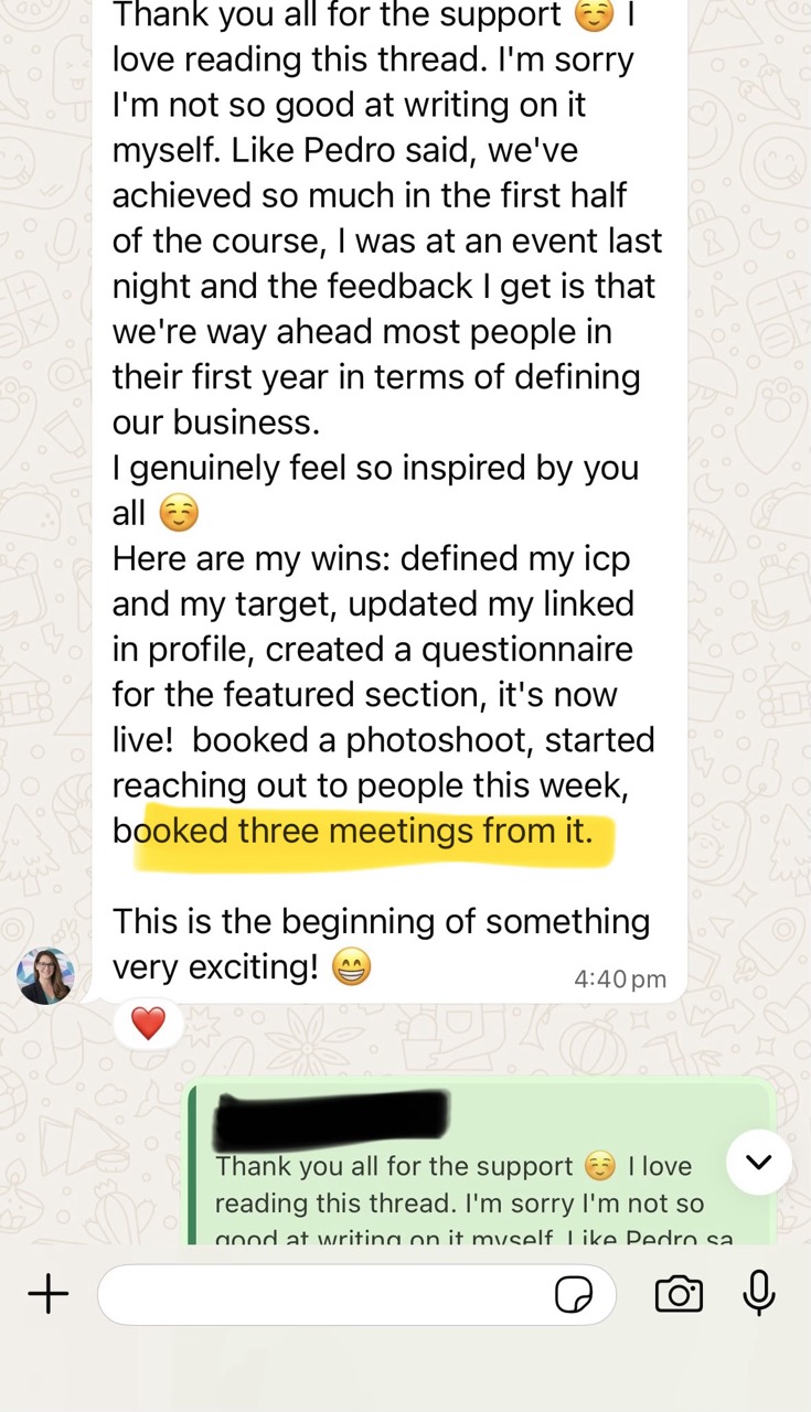 Client testimonial screenshot
