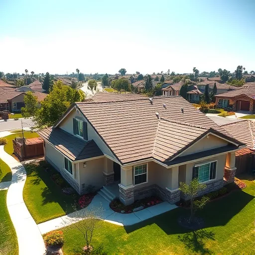Completed roof replacement with modern earthy shingles on a well-maintained home in Empire CA surrounded by green lawns and landscaping
