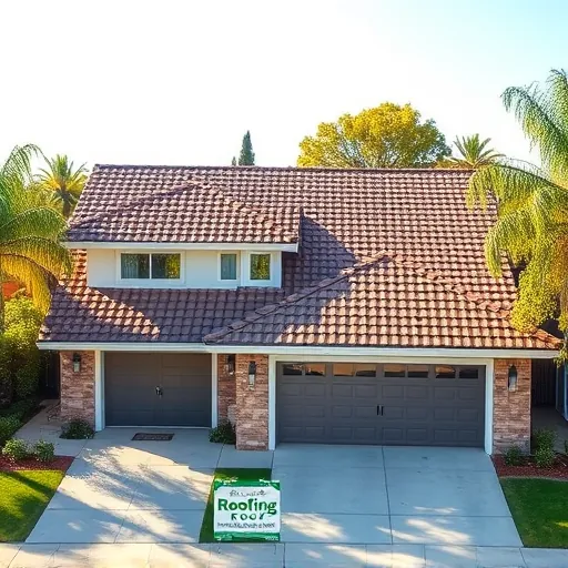 Completed modern shingle roof with earthy tones on a residential home in Empire CA surrounded by lush greenery