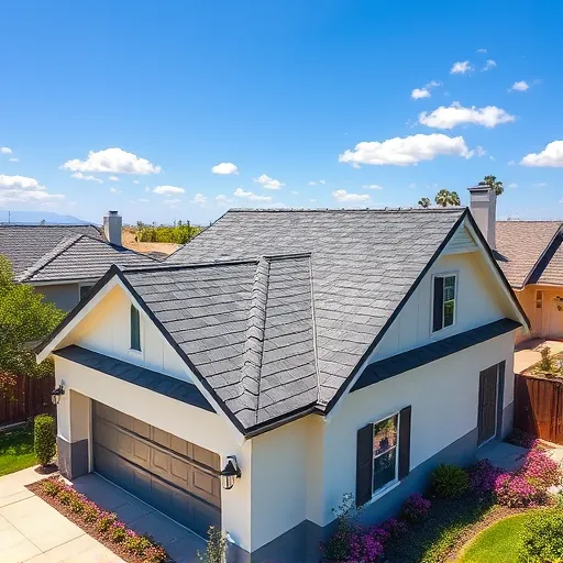 Completed roofing project in Vernalis CA featuring a modern gable roof with quality asphalt shingles in a picturesque neighborhood.