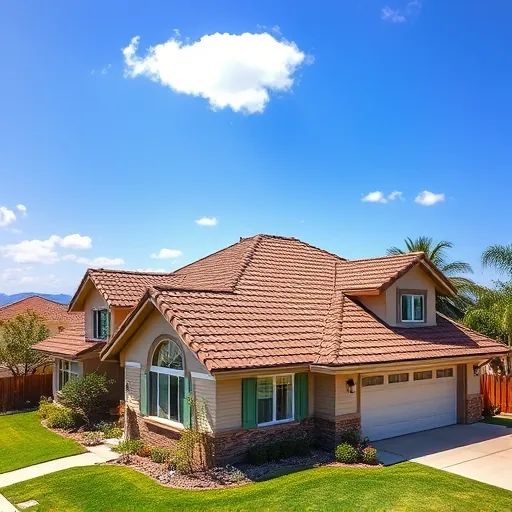 Completed roofing project in Valley Home CA featuring durable deep-colored shingles and manicured lawn with flowers.