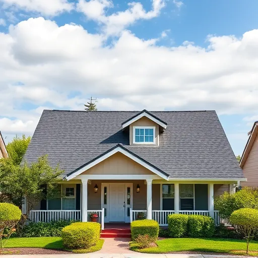 Completed roofing project in Tracy CA with deep charcoal asphalt shingles and vibrant landscaping around a stylish home