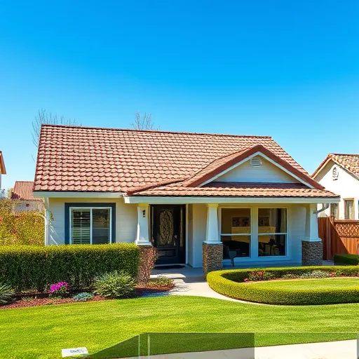 Completed asphalt shingle roofing project in Bystrom CA, featuring vibrant colors and a landscaped garden setting.