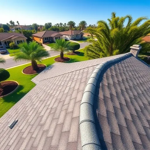 Freshly replaced asphalt shingle roof on a home in Denair California with lush lawn and clear blue sky
