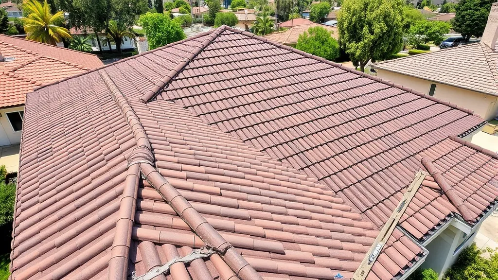 Roofing in West Modesto, CA with a blue sky and modern home in the background.