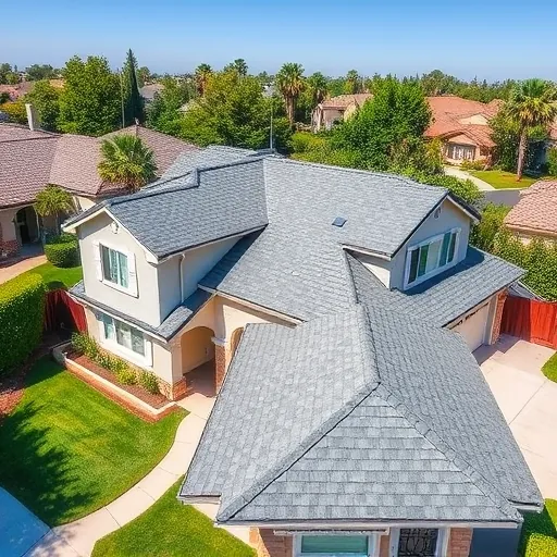 Perfectly completed roof in Modesto, CA with clear blue sky, showcasing craftsmanship and design excellence.