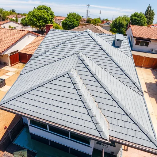 Completed roofing project in Modesto CA showcasing detailed shingles and clean lines against a clear sky.