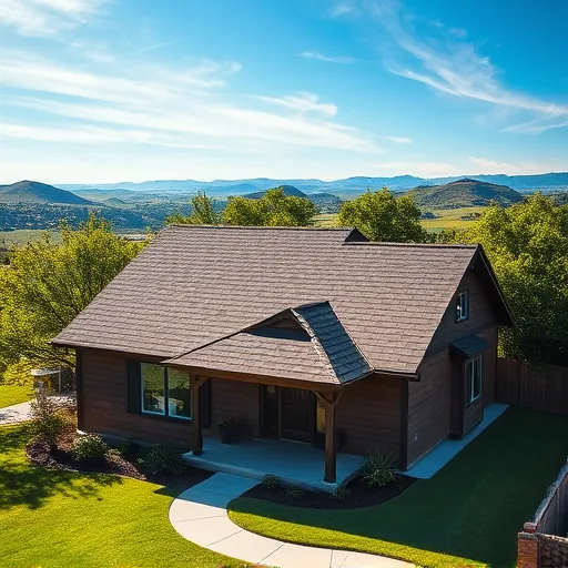 Recently completed roof replacement on a charming Knights Ferry house, featuring modern asphalt shingles and lush surroundings.