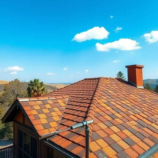 Completed roofing project in Knights Ferry CA showing intricate shingles, earthy tones, clear skies, and mature trees.