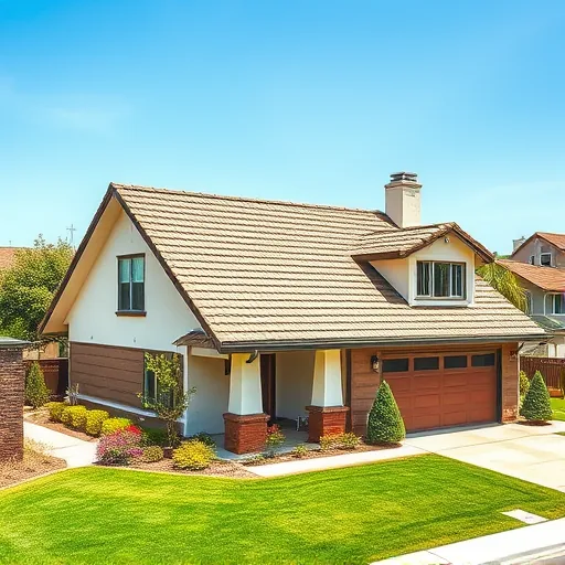 Completed roofing project in Delhi CA showcasing vibrant shingles, clear sky, and modern residential setting.