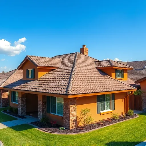Completed asphalt shingle roofing project in Manteca CA with vibrant colors and neat exterior landscaping elements