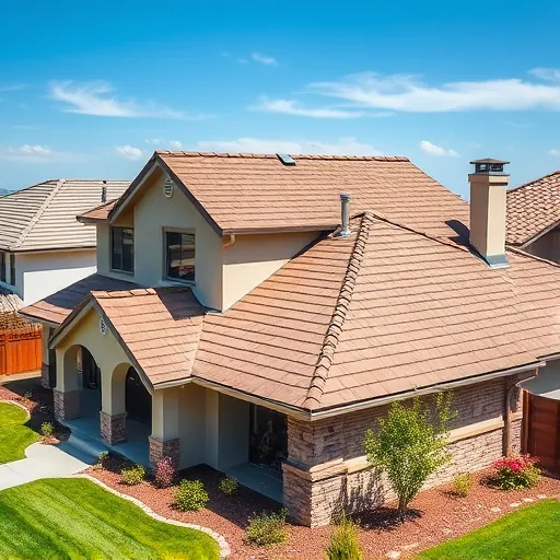 Freshly replaced asphalt shingle roof on a modern suburban house in Farmington CA with lush yard and clear blue sky