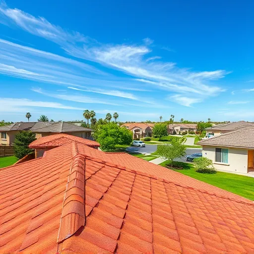 Recently completed vibrant asphalt shingle roof in Hilmar-Irwin California with detailed textures and precise lines under a clear blue sky
