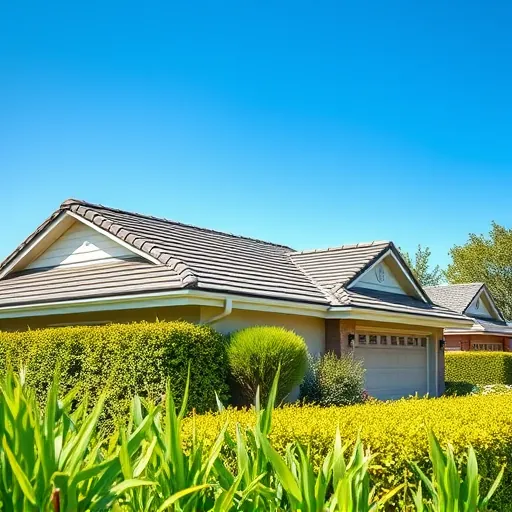 Completed roofing installation on modern home in Ceres CA with high-quality asphalt shingles and manicured landscaping.