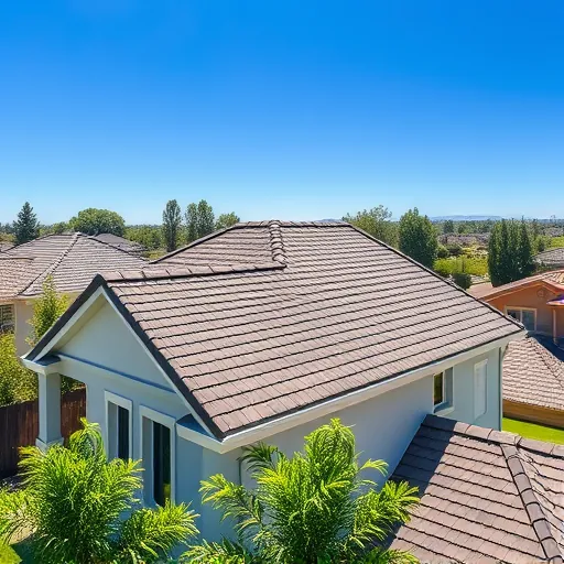 Completed roof installation in Keyes, CA with modern shingles, vibrant colors, and lush surroundings showcasing craftsmanship.