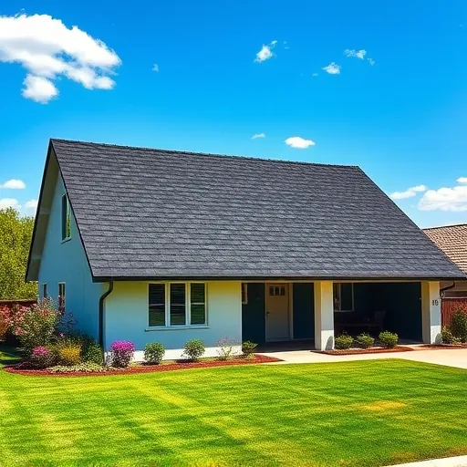 Completed roofing project in Waterford CA featuring a deep black asphalt shingle roof amidst a well-kept lawn.