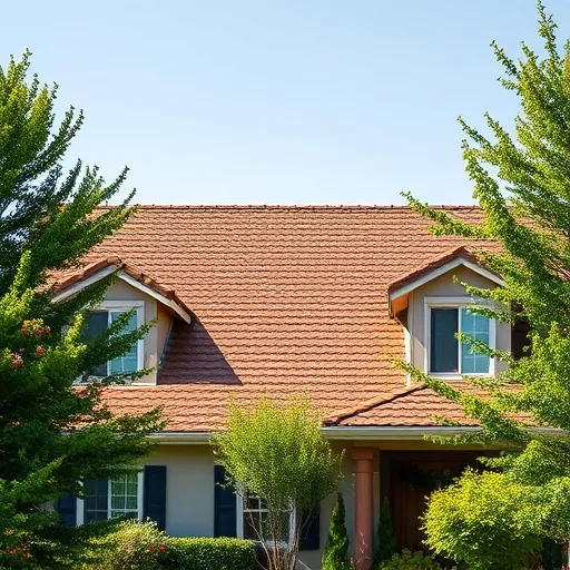 Showcasing a completed roofing project in Tracy CA featuring elegant gables and earth-toned shingles surrounded by greenery.
