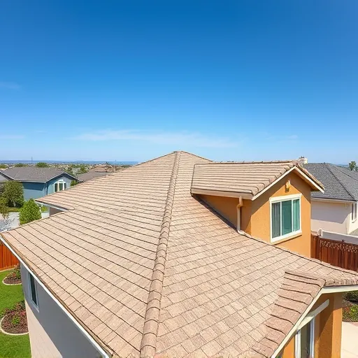 Finished roof replacement on modern Newman CA home with durable shingles, clean lines, and lush landscaping