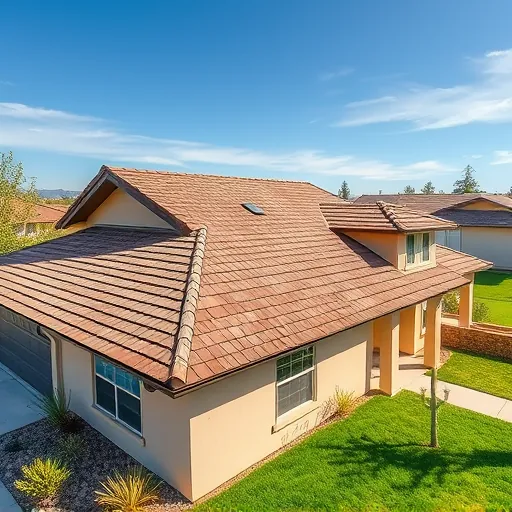 Newly replaced asphalt shingle roof in Crows Landing CA with earthy tones, clean lines, and lush landscaping