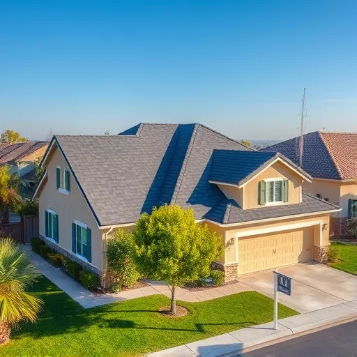 Completed roofing project in Modesto CA showcasing clean lines and modern design against a clear sky.