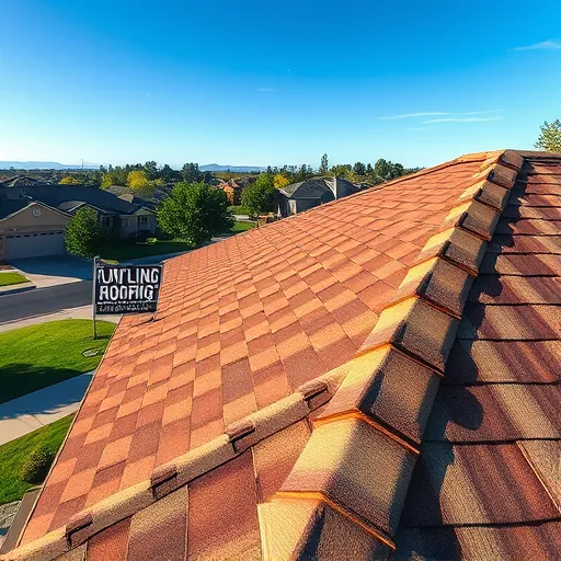 Completed roof replacement in Linden CA showing durable brown and gray shingles, suburban neighborhood, sunny sky