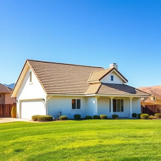Completed roofing project in Patterson CA showcasing high-quality shingles on a traditional home with vibrant landscaping.