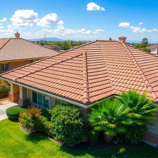 Completed roofing project in Hilmar-Irwin CA with textured shingles, lush lawn, and clear blue sky enhancing craftsmanship.