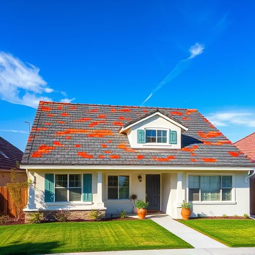 Freshly replaced high-quality asphalt shingle roof on modern home in West Modesto with lush yard and clear sky