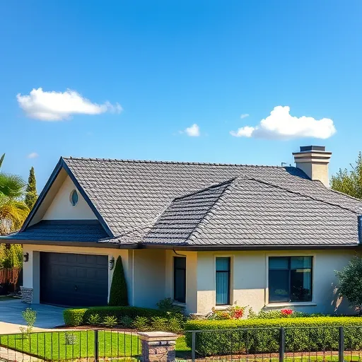 Completed roofing job in Denair CA featuring modern asphalt shingles, manicured lawns, and a clear blue sky.