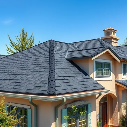 Completed roofing project in Knights Ferry CA featuring a charcoal asphalt shingle roof on a charming residential home.