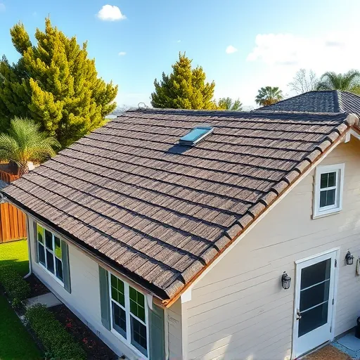 Perfectly completed residential roof replacement in Manteca CA with earthy-toned asphalt shingles, showcasing craftsmanship and durability