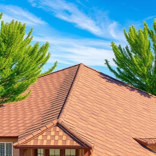 Freshly replaced asphalt shingle roof on a suburban home in Turlock California under a bright sunny sky with green trees
