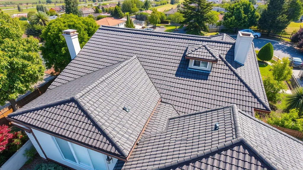 Roofing in Tracy, CA showcasing a beautiful residential project under clear blue skies.