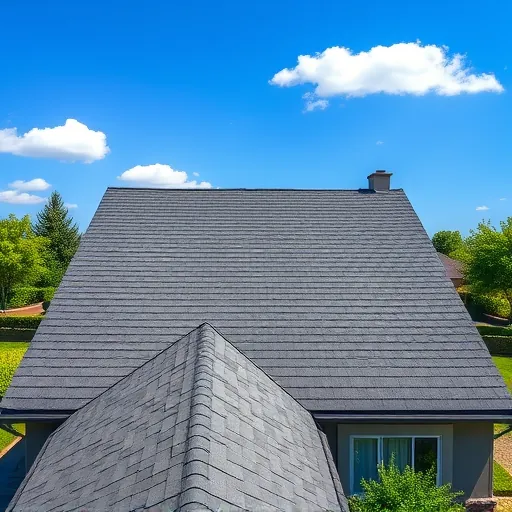 Completed roofing project in Linden CA featuring dark asphalt shingles and expert craftsmanship under a blue sky.