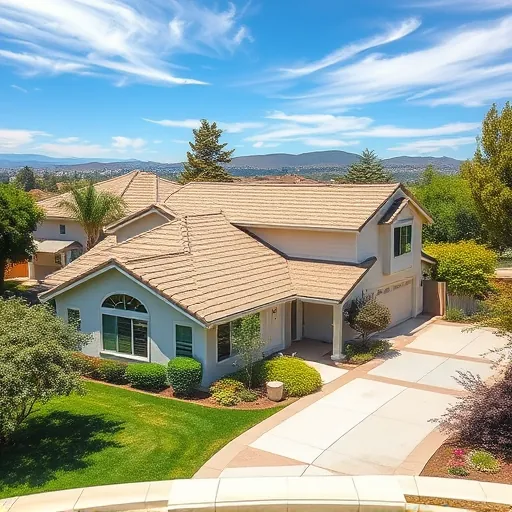 Recently completed roof replacement on a modern home in Riverbank CA featuring durable asphalt shingles and lush landscaping.