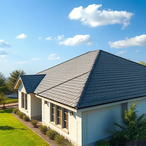 Completed roofing project in Hughson CA showcasing modern grey shingles under mid-morning sun with lush green lawn.