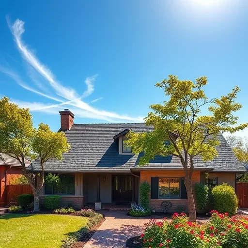 Completed roofing project in La Grange CA featuring a charcoal asphalt shingle roof on a traditional home surrounded by vibrant greenery.