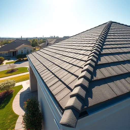 Freshly replaced neutral-tone roofing shingles on a suburban home in Ceres California under a sunny blue sky