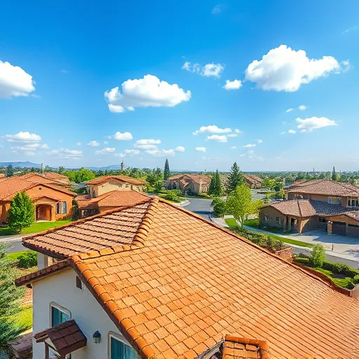 Completed roofing project in Ceres, CA, showcasing earthy shingle tones and a vibrant suburban landscape.