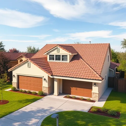 Recently completed asphalt shingle roof on a modern Ceres CA home, showcasing vibrant colors and precise craftsmanship.
