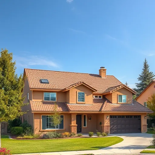 completed roofing project in Waterford CA featuring a modern home with intricate shingles and a lush environment.