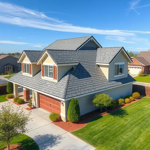 Freshly replaced modern home roof in Escalon CA with new deep gray asphalt shingles, showcasing expert craftsmanship and durability
