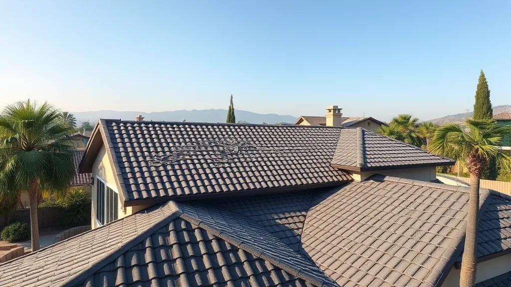 Roofing in Linden CA with a blue sky and workers installing shingles on a residential house.