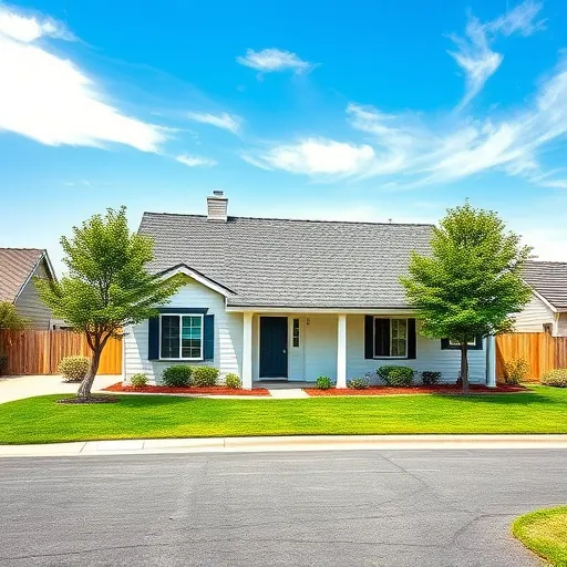 Newly replaced slate gray roof on a well-maintained single-story home in Ballico California with lush lawn and blue sky