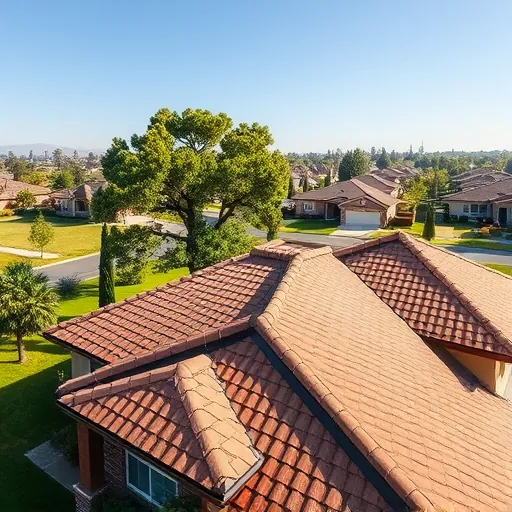 Recently replaced asphalt shingle roof on a Westley CA home with lush lawn and trees in a serene suburban neighborhood