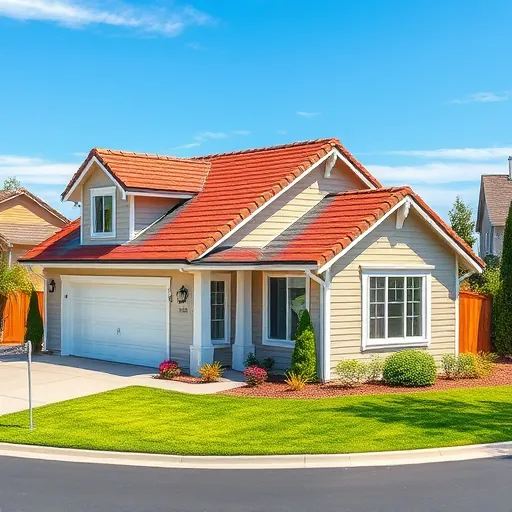 Recently replaced asphalt shingle roof in Livingston CA with vibrant weather-resistant colors on a traditional home with landscaped yard