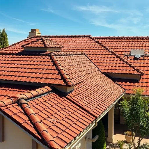 Completed roofing project in Denair CA with vibrant shingles under clear blue sky and trimmed landscaping.