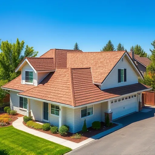 Recently completed vibrant shingle roof on a clean suburban home in Bret Harte CA with lush greenery and landscaping