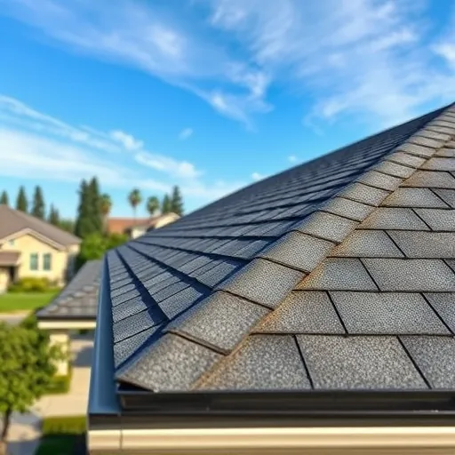 Newly installed durable asphalt shingle roof in Bystrom CA with precise edges, textured shingles, and a suburban neighborhood background